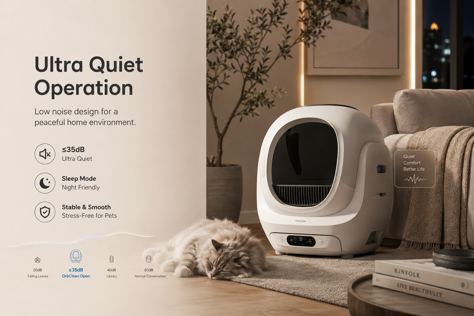 Ultra-Quiet Operation: Only 35dB During Cleaning Cycle
