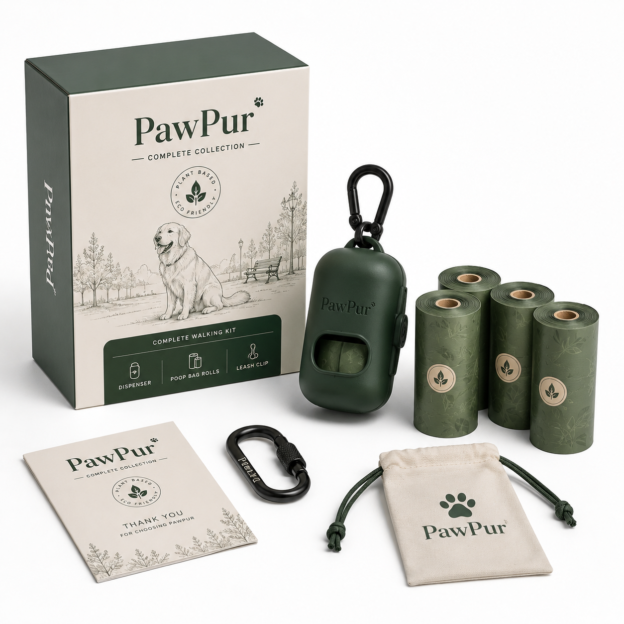 Compostable Bags + Refillable Dispenser Kit — Complete