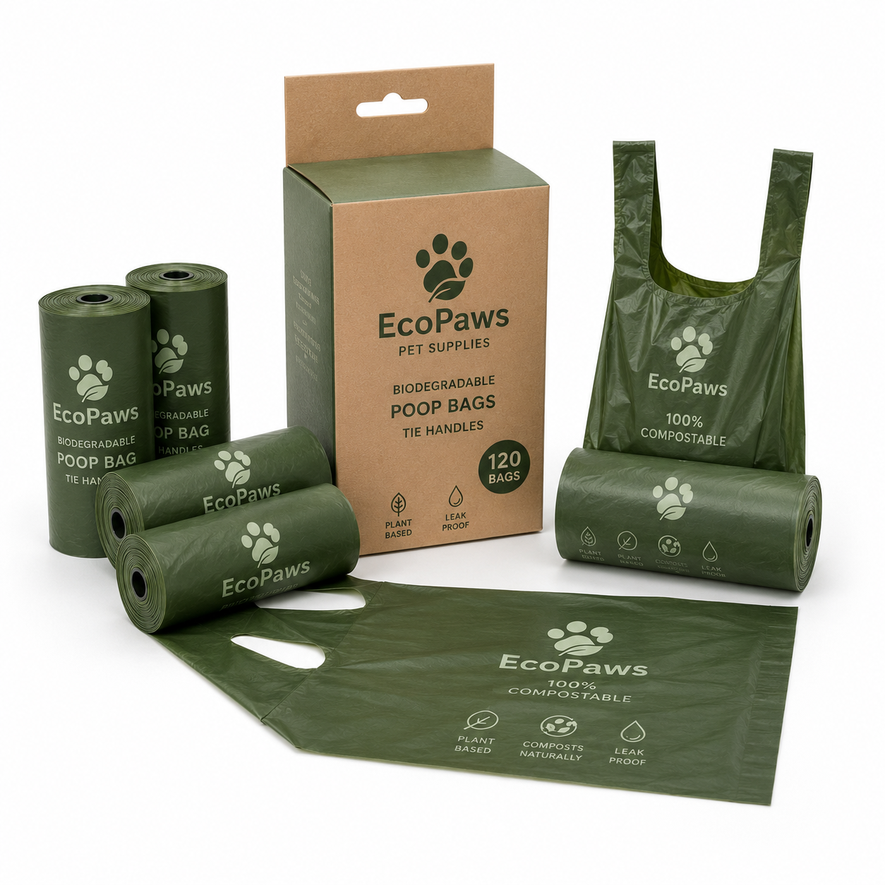 Compostable Dog Poop Bags with Handles — Active