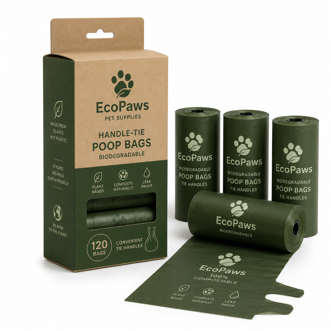 Compostable Dog Poop Bags with Handles — Active