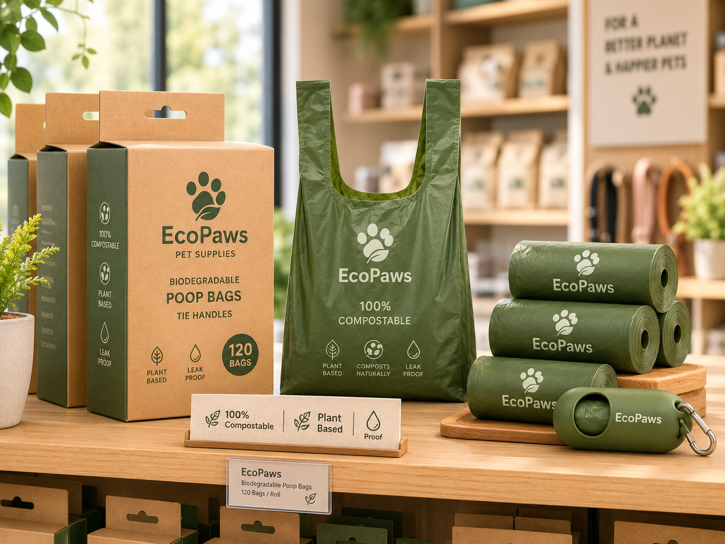 Compostable Dog Poop Bags with Handles — Active
