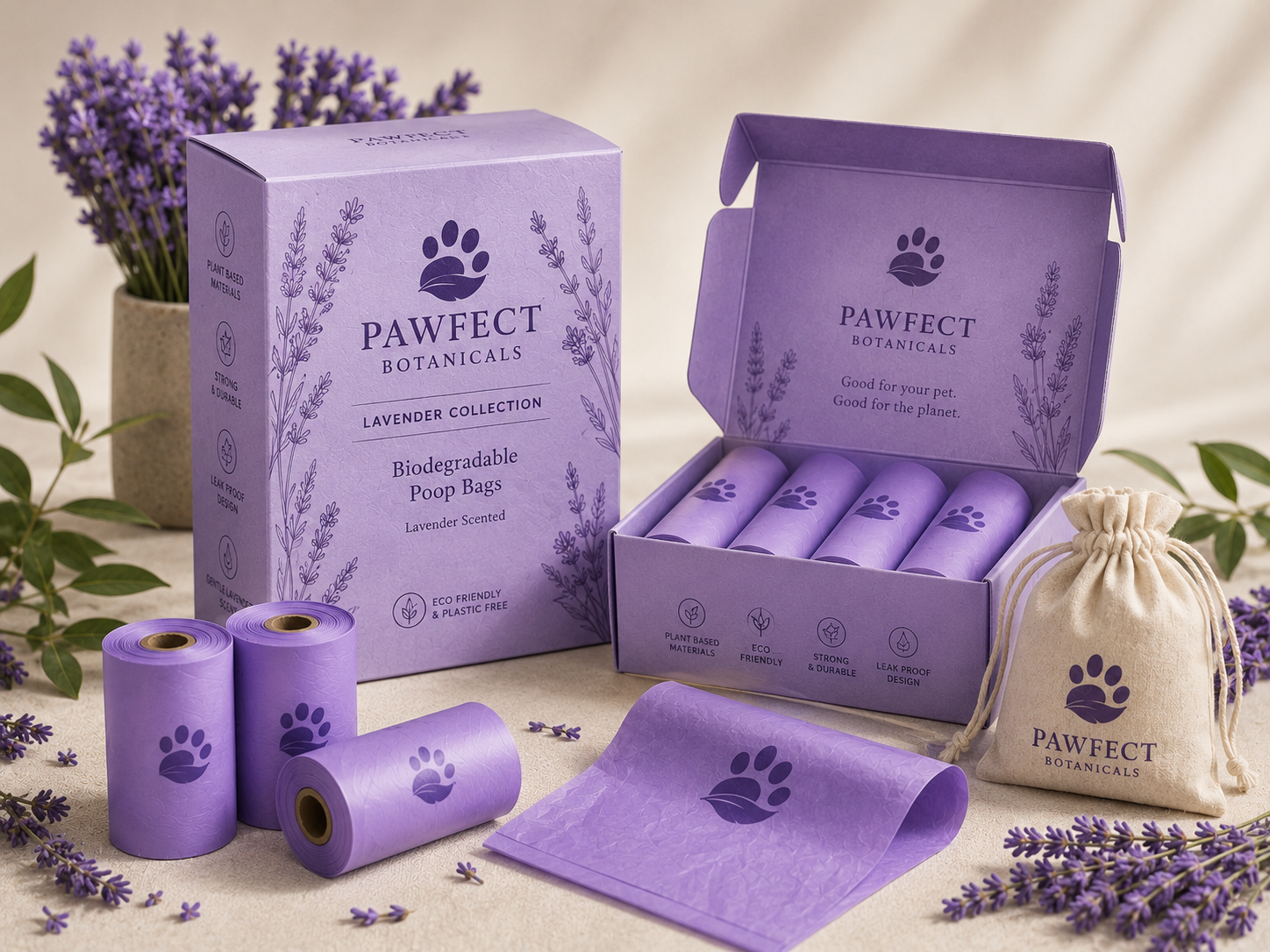 Compostable Dog Poop Bags — Botanic (Lavender)