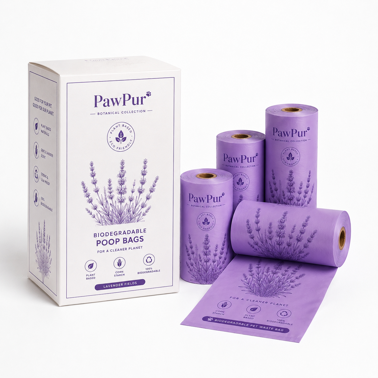 Compostable Dog Poop Bags — Botanic (Lavender)
