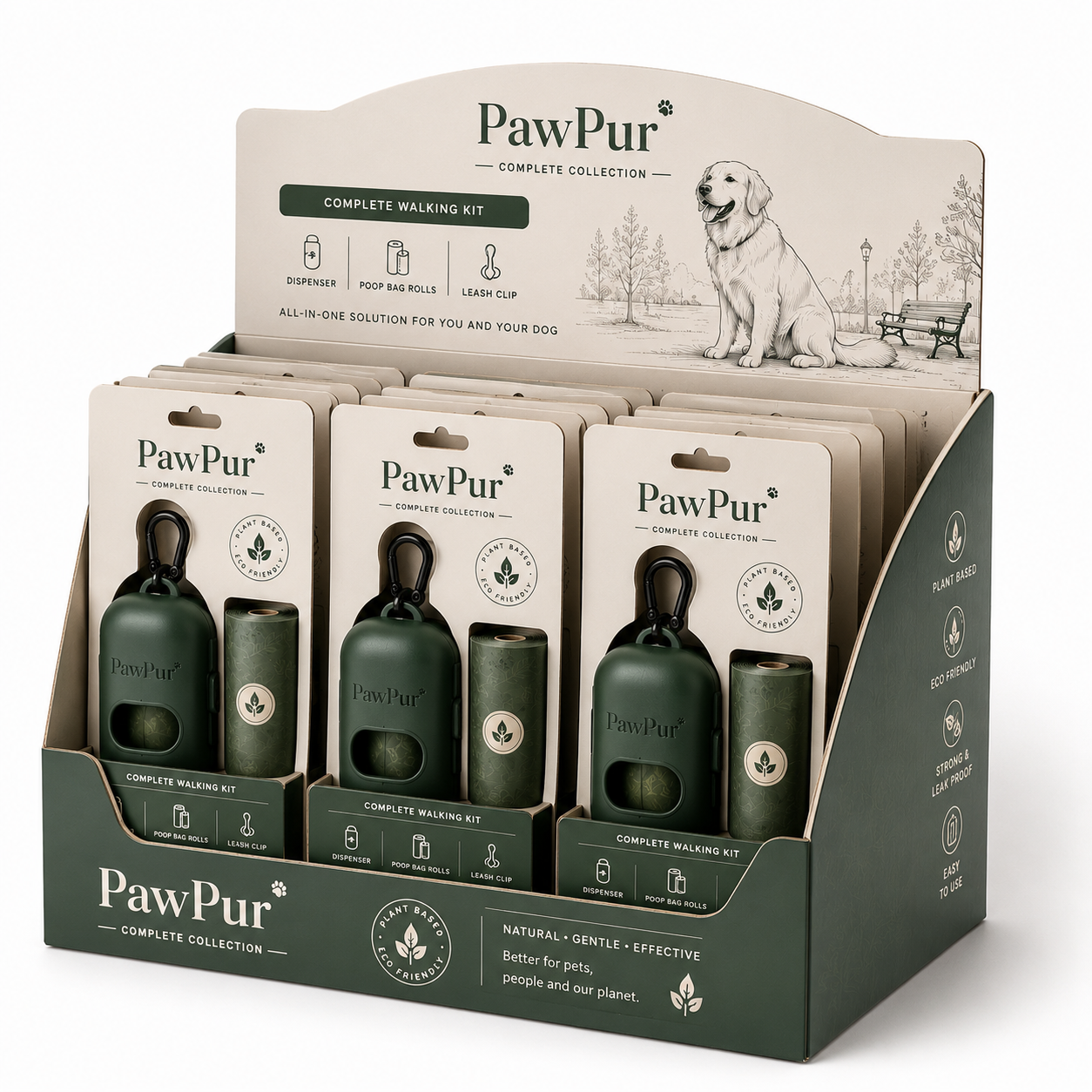 Compostable Bags + Refillable Dispenser Kit — Complete
