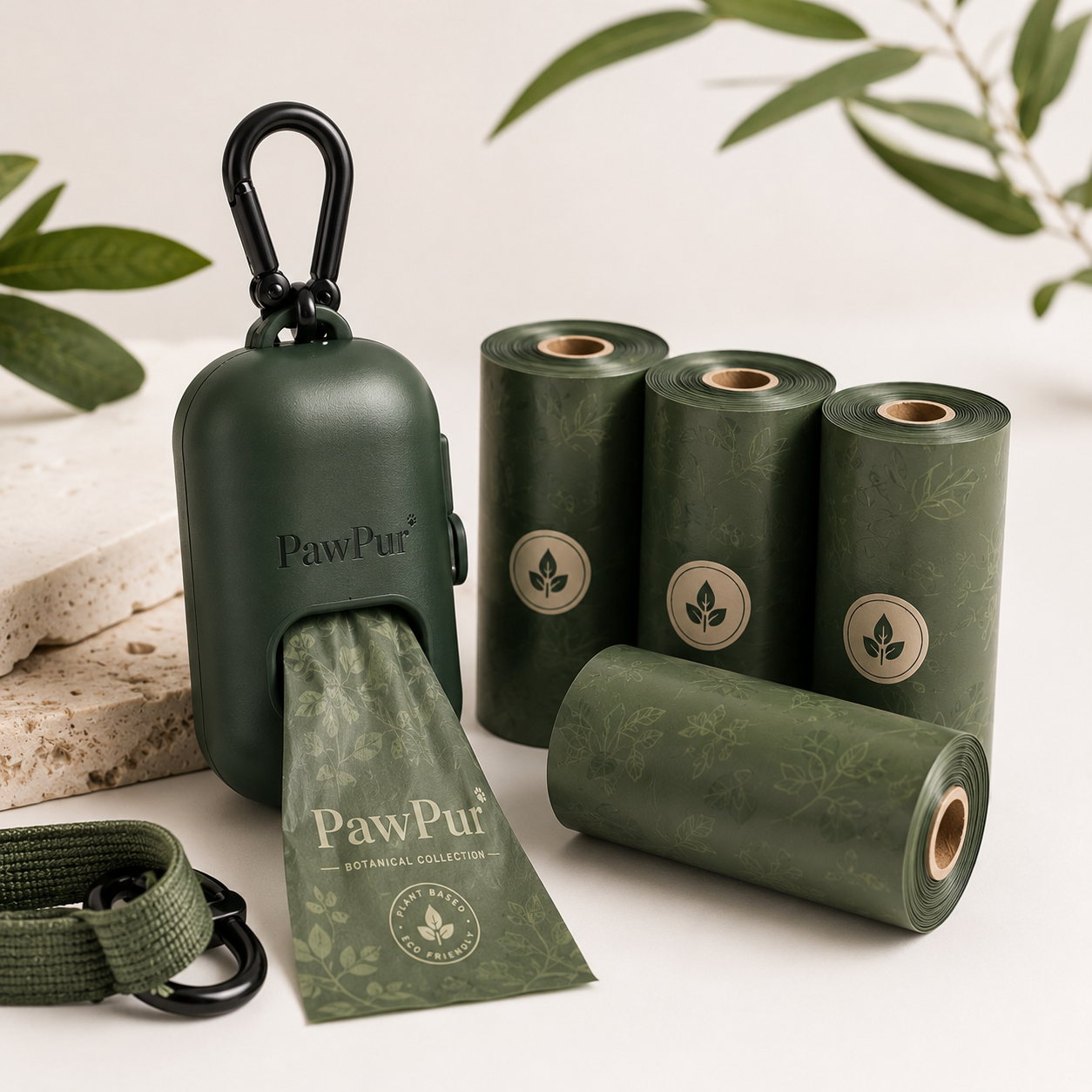 Compostable Bags + Refillable Dispenser Kit — Complete
