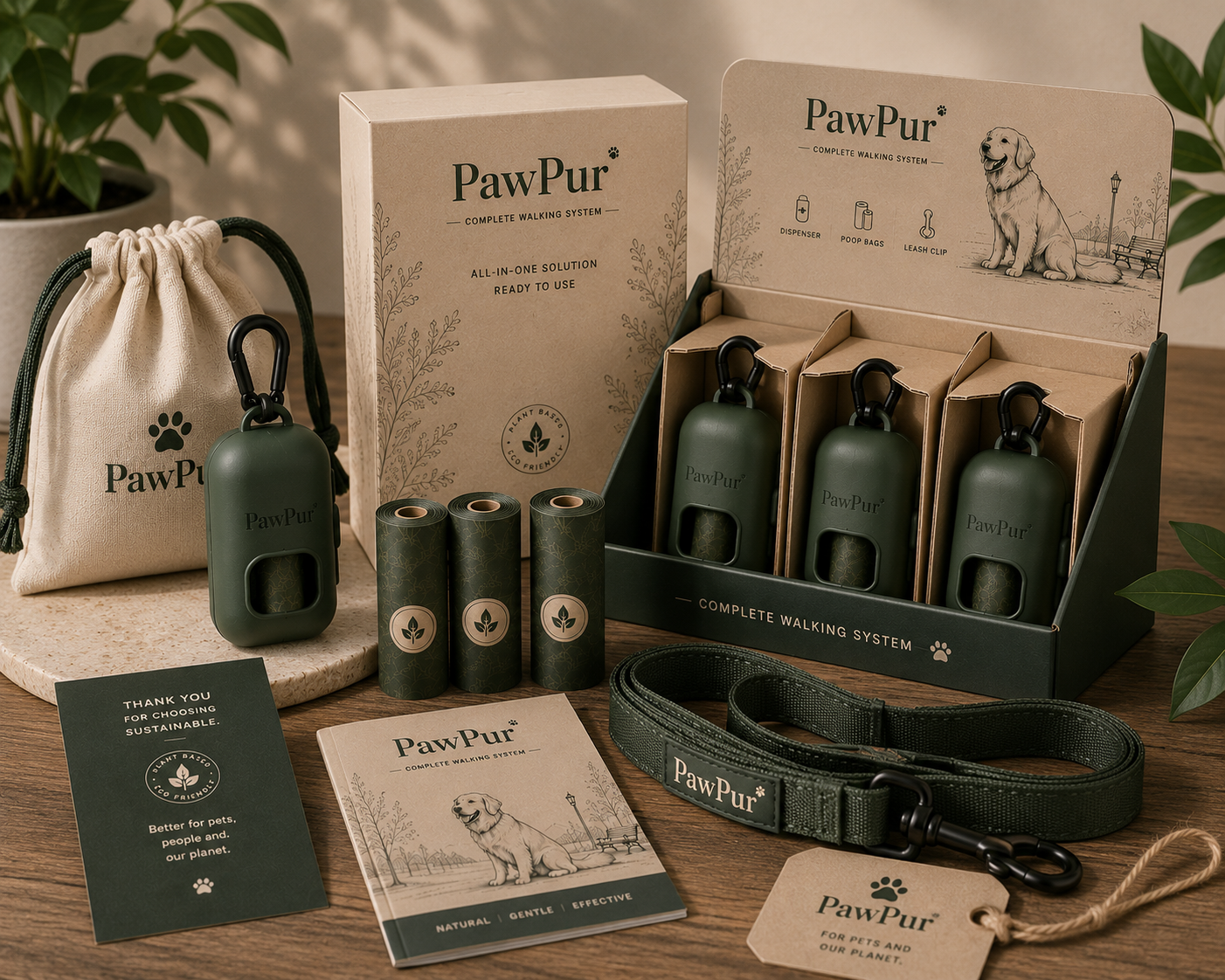 Compostable Bags + Refillable Dispenser Kit — Complete