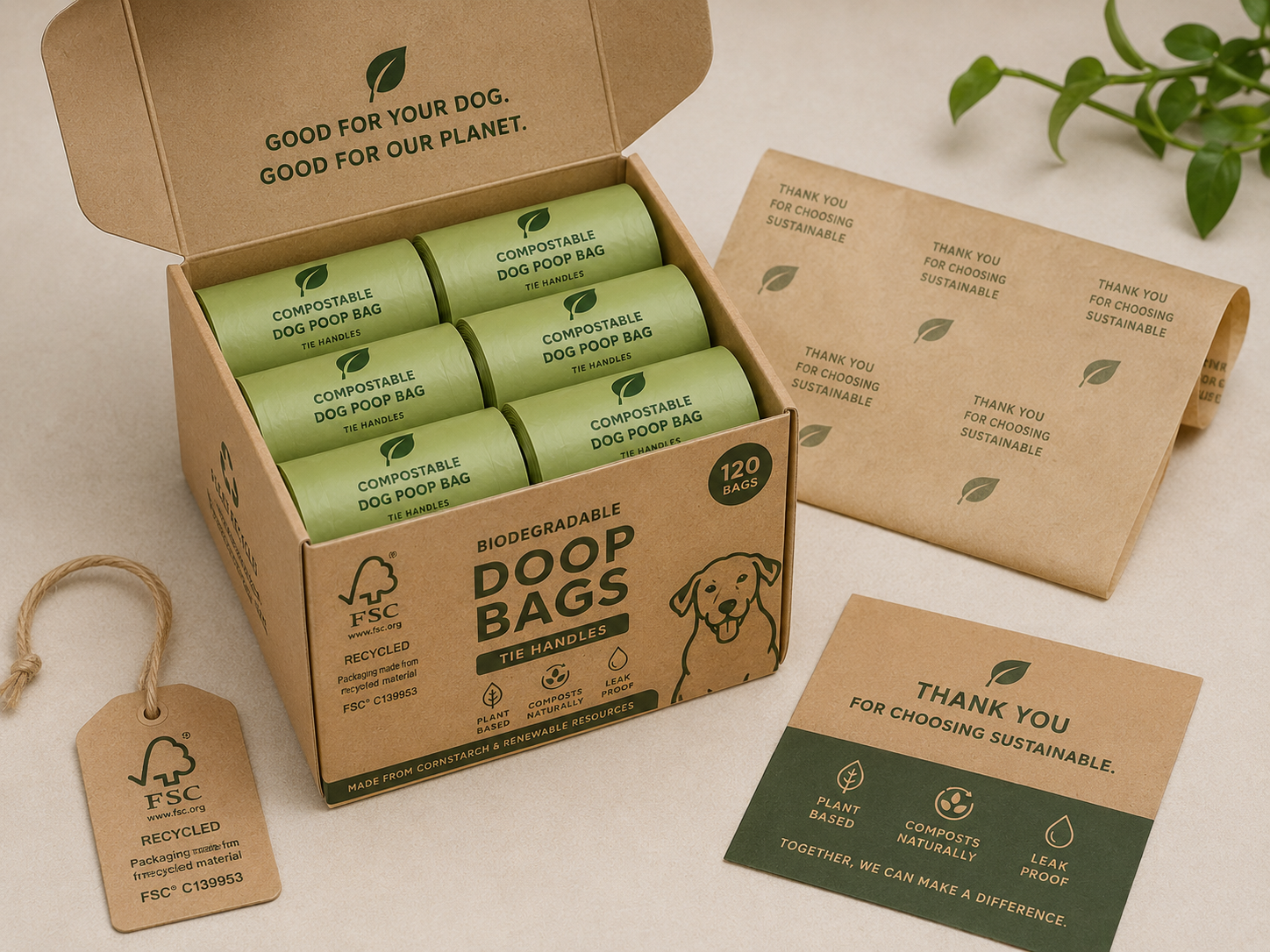 Home-Compostable Dog Poop Bags with Handles — Reserve