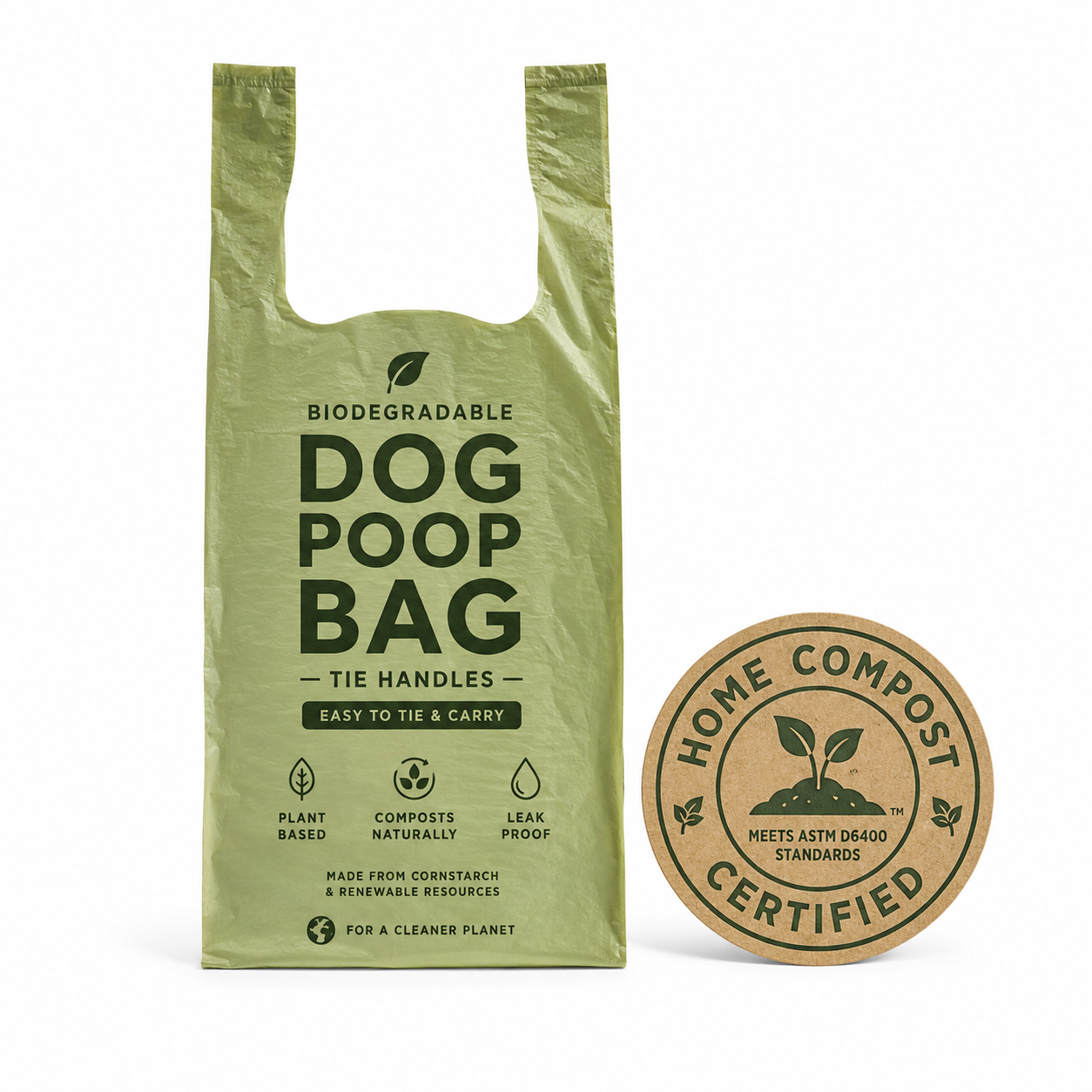 Home-Compostable Dog Poop Bags with Handles — Reserve