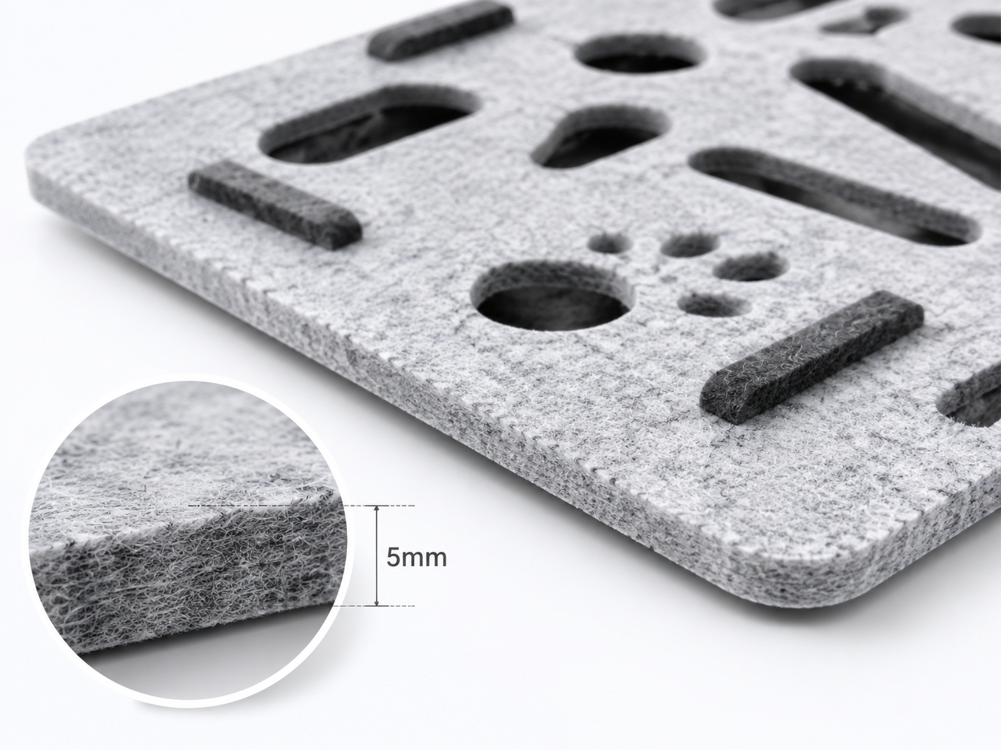 5 mm high-density recycled polyester felt — same proven durability as MS-CS-101