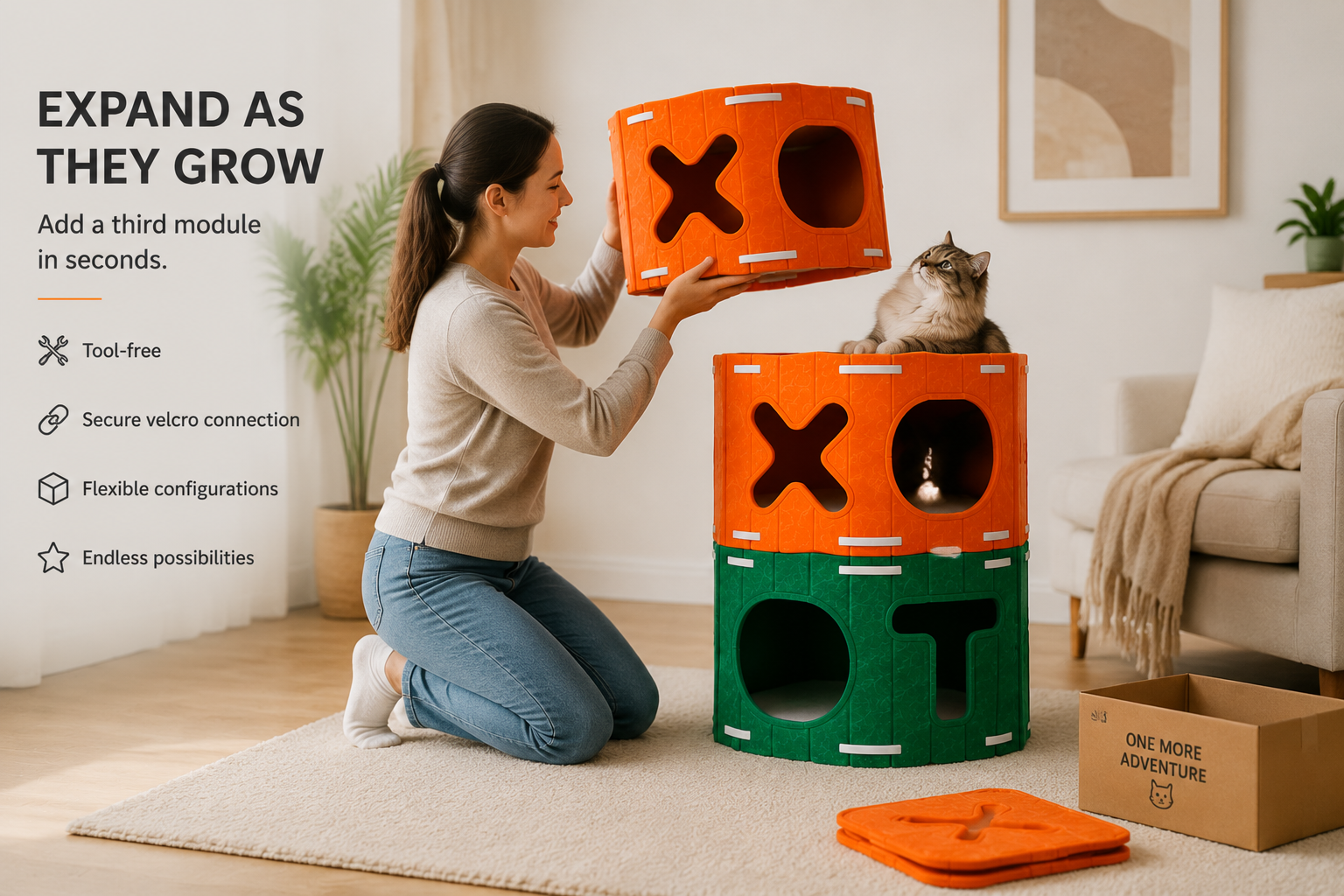 Stackable Felt Cat Condo