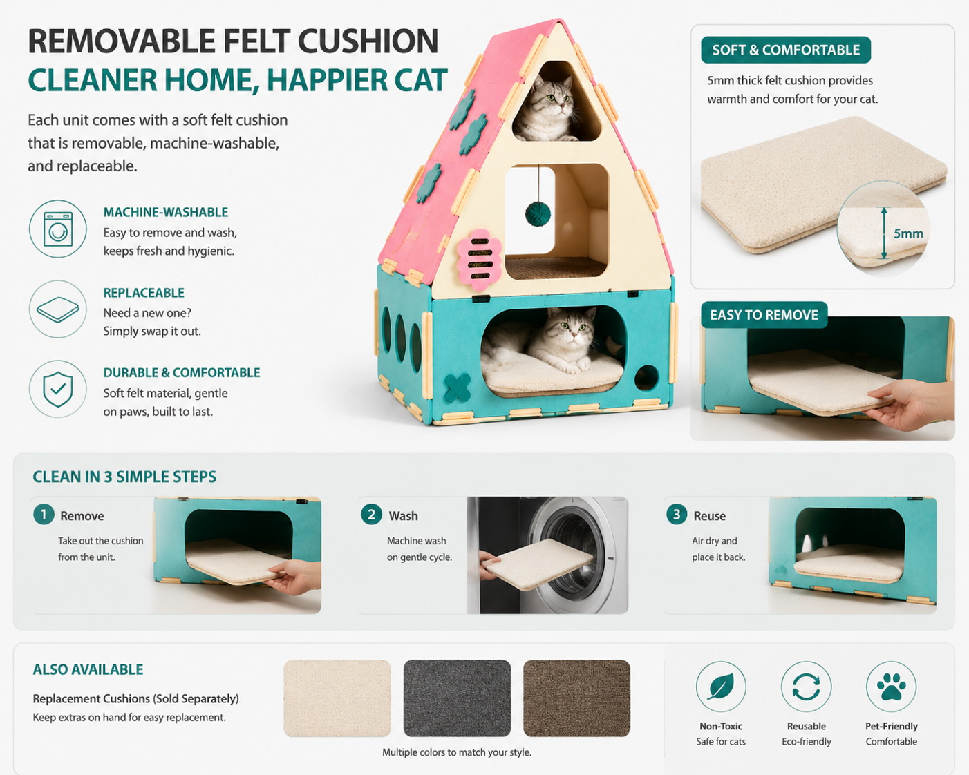 Built-in corrugated scratching pad in centre chamber — replaceable, extends product life