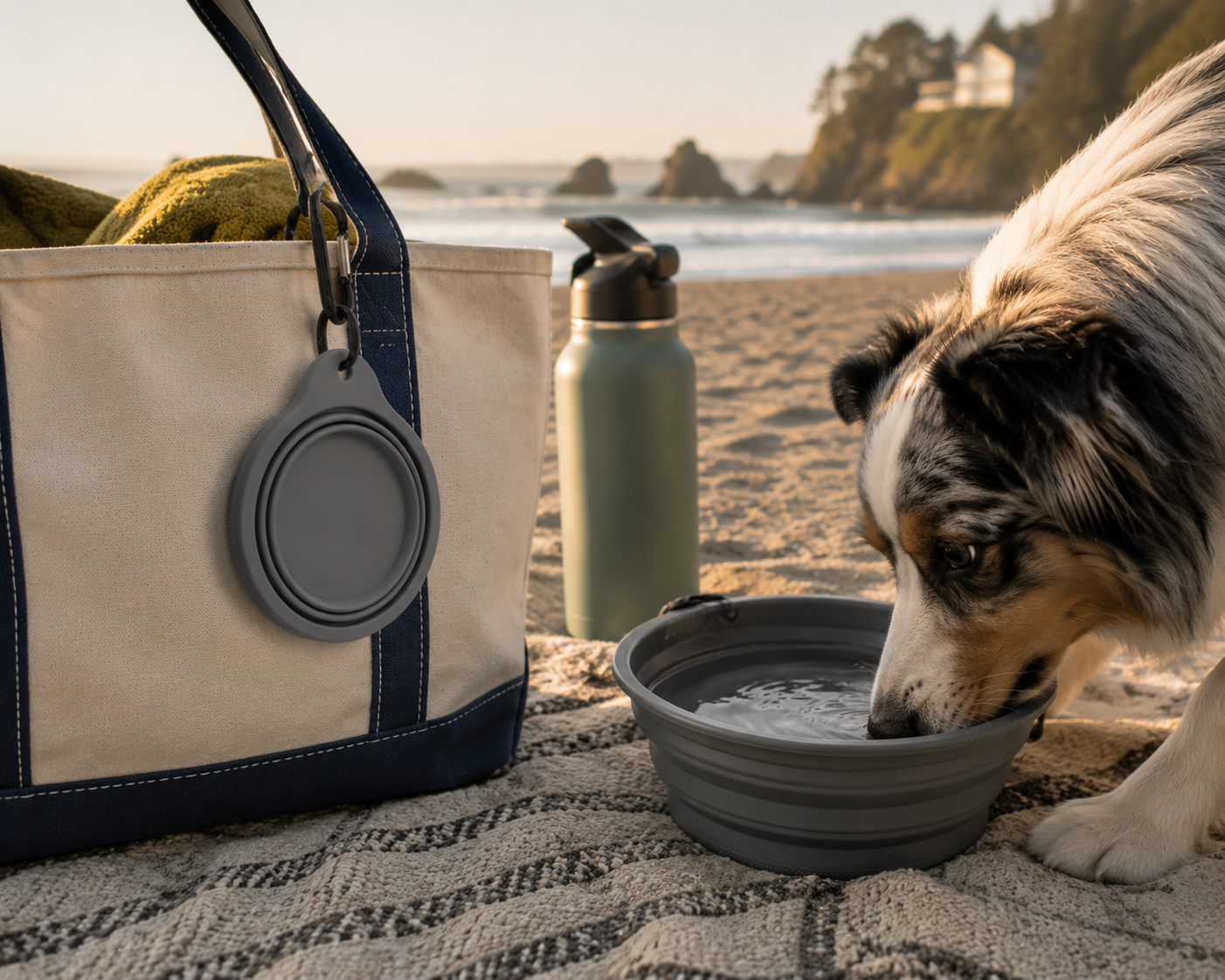 Foldable Silicone Dog Bowl — Embedded Clip