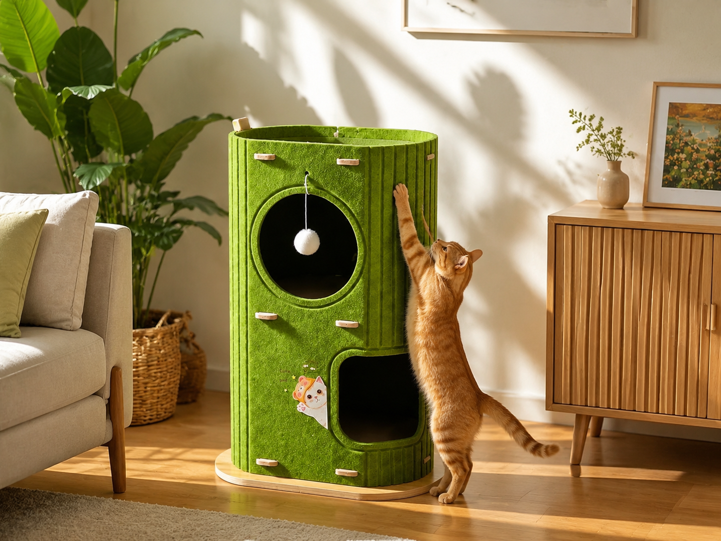 Two-Tier Felt Scratching Post
