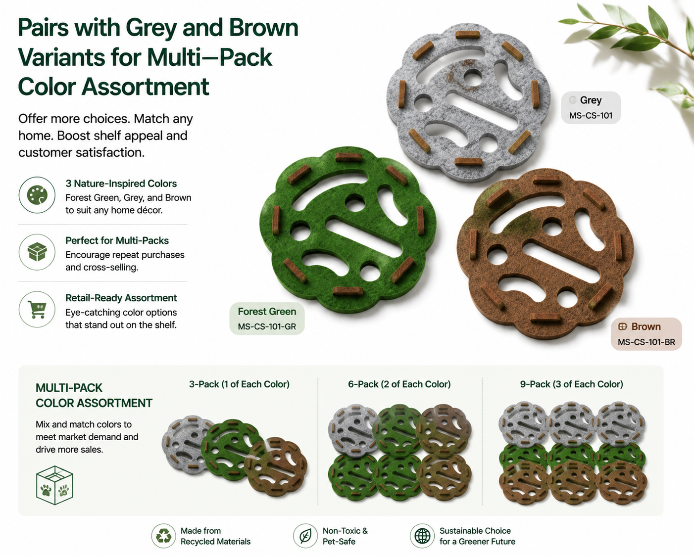 Pairs with grey and brown variants for multi-pack color assortment