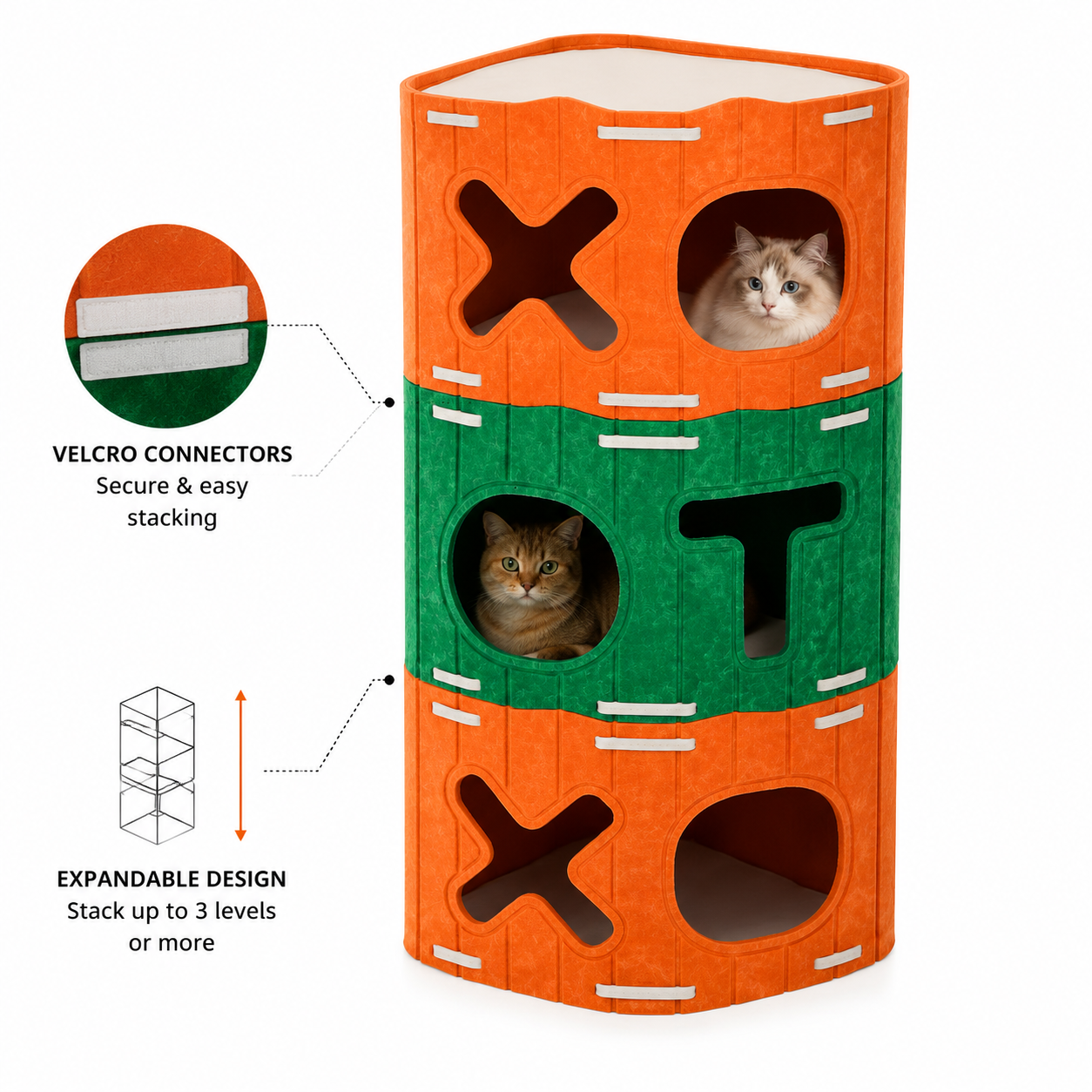Stackable Felt Cat Condo